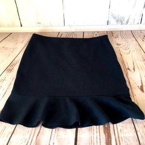 Navy Blue Pencil Skirt with Ruffle Edge